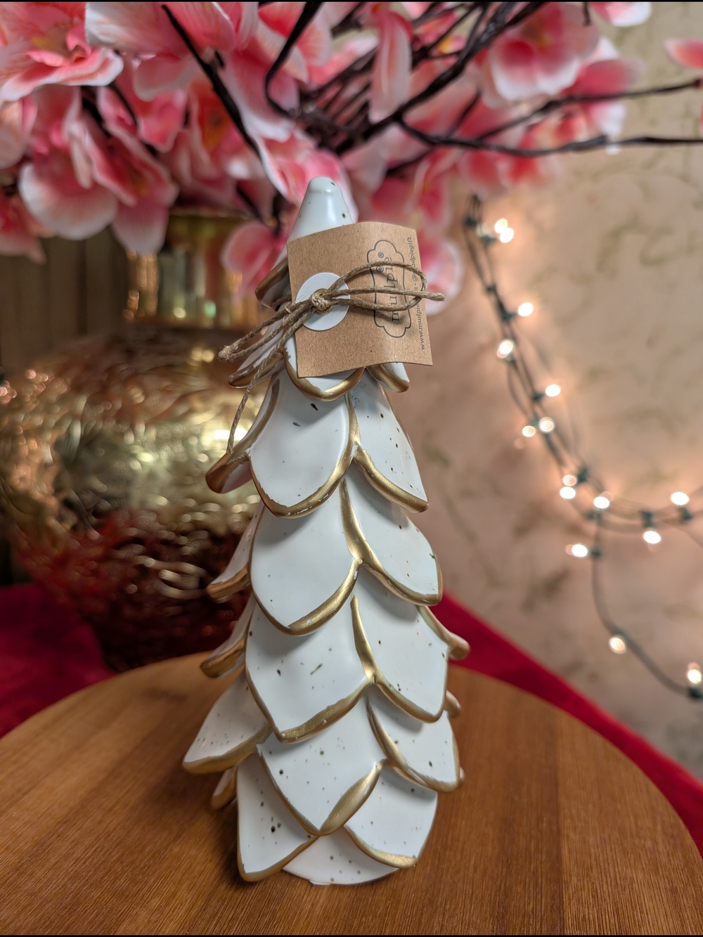Elegant White & Gold Ceramic Holiday Tree - Mud Pie